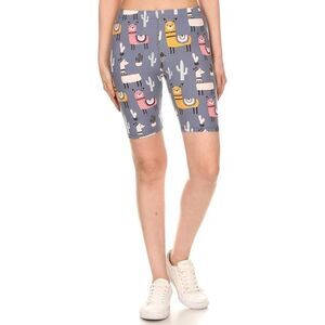 Medium Women/Junior Fashion Biker Shorts Llama Cactus Women's Print
